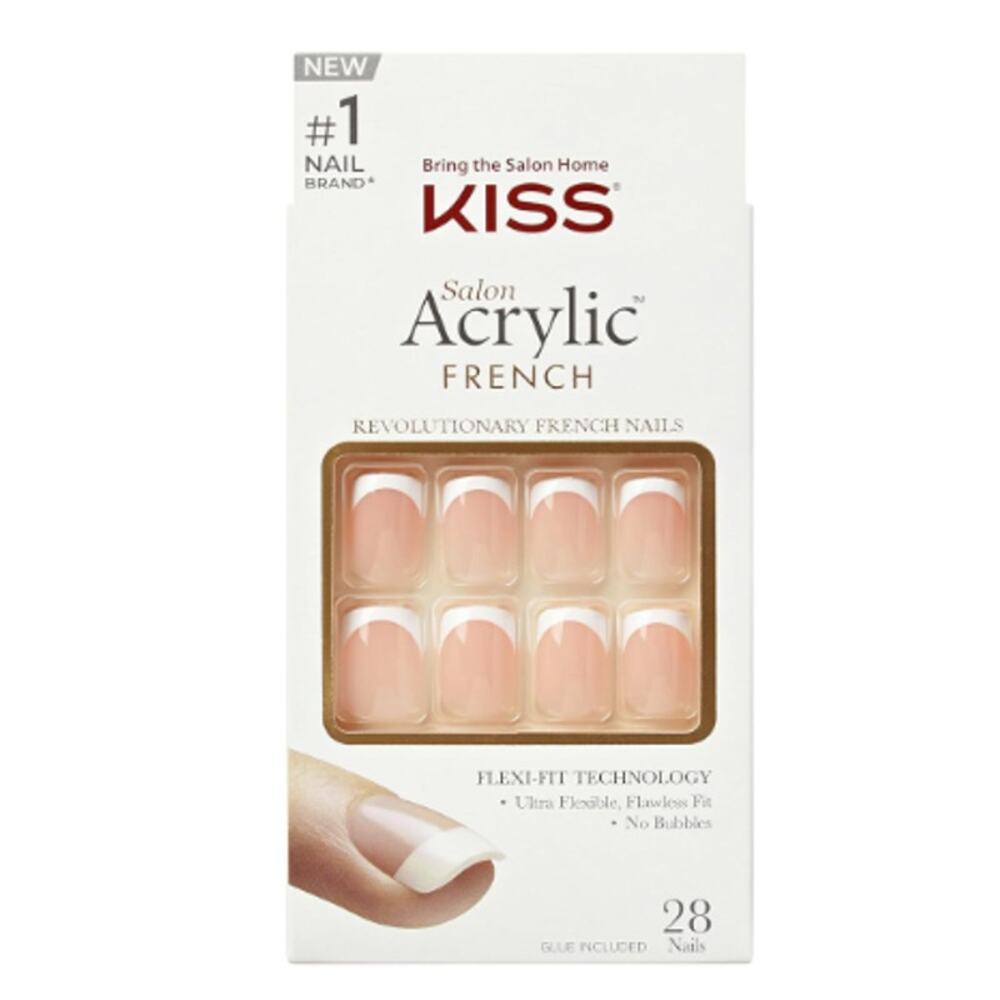 KISS Salon‎ Acrylic Press‑On Nails – Bonjour – Short French Tip